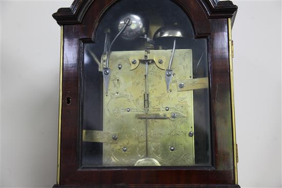 Haley of London. A George III brass inset chiming bracket clock, height 15.5in., with an associated wall bracket